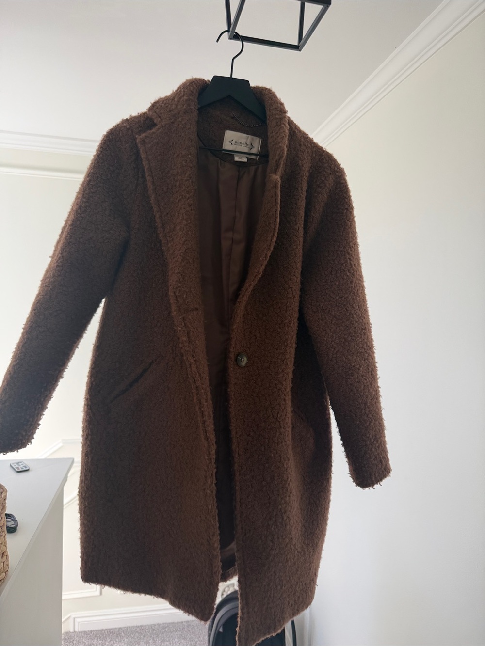 Wilfred Brown Teddy Coat - Plush Single-Button Women's Jacket
